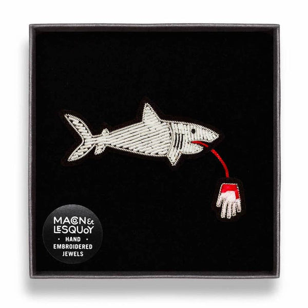 Hand Embroidered Shark Brooch