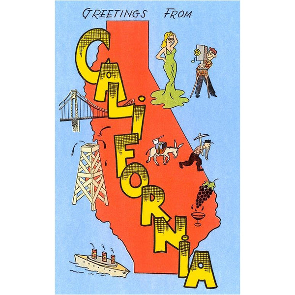 California Cartoon Postcard