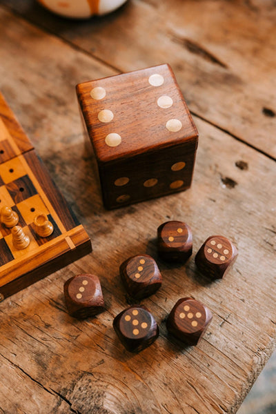 Wood & Golden Dice Set