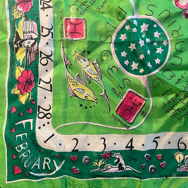 Month of February Silk Scarf - Vintage 1940's
