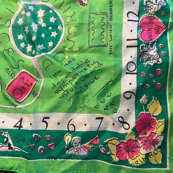 Month of February Silk Scarf - Vintage 1940's