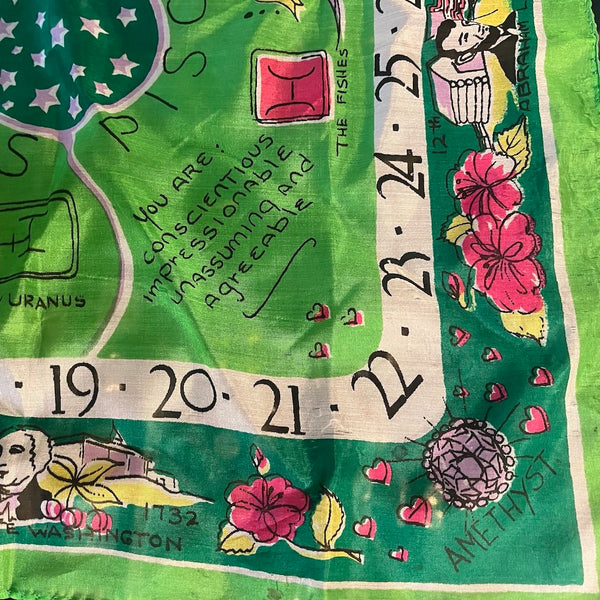 Month of February Silk Scarf - Vintage 1940's
