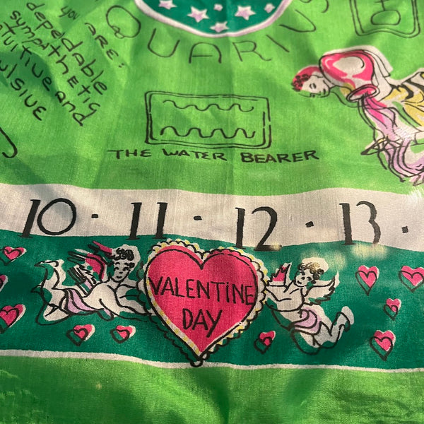Month of February Silk Scarf - Vintage 1940's