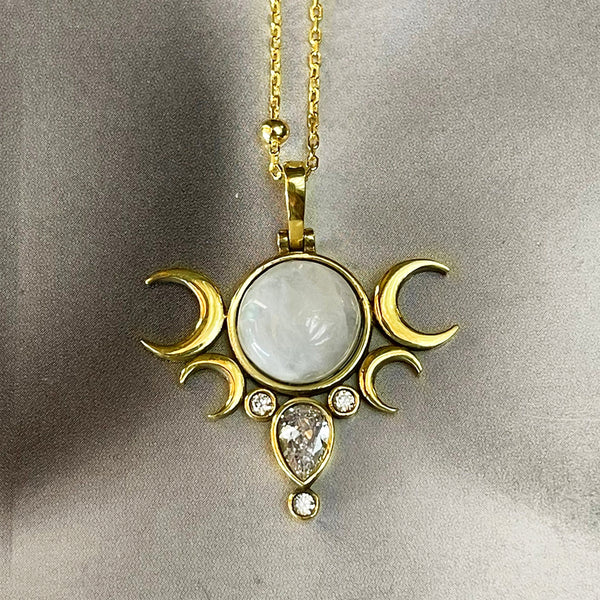 Five Moon Gold Necklace - Moonstone