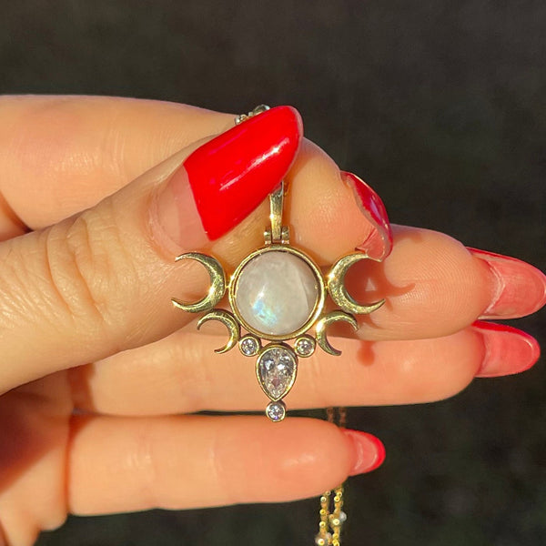 Five Moon Gold Necklace - Moonstone