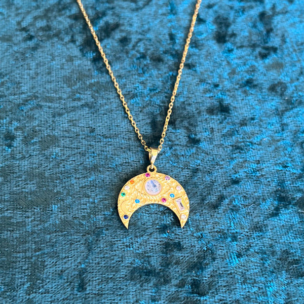 Crescent Moonstone Necklace