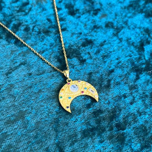 Crescent Moonstone Necklace