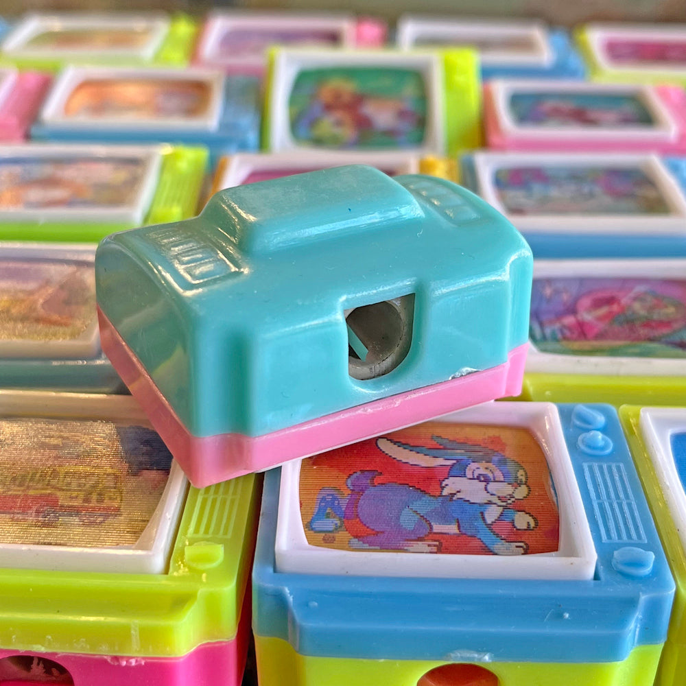 Vintage novelty lenticular flicker television TV sharpeners —