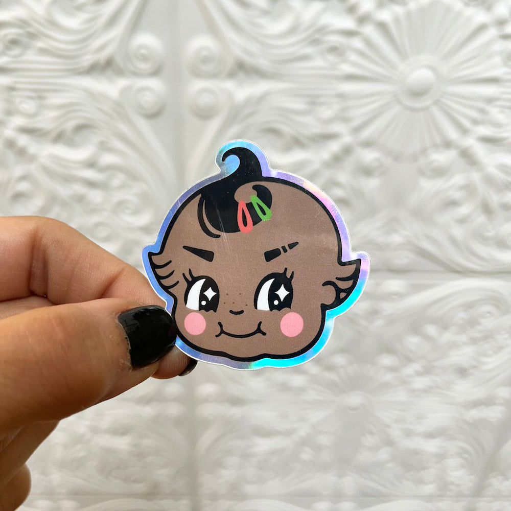 Brown Holographic Kewpie Sticker