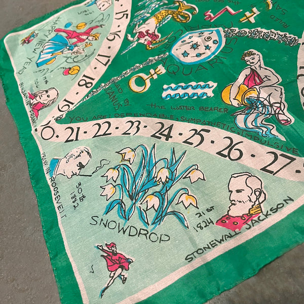 Month of January Silk Scarf - Vintage 1940's