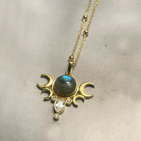 Five Moon Necklace - Labradorite