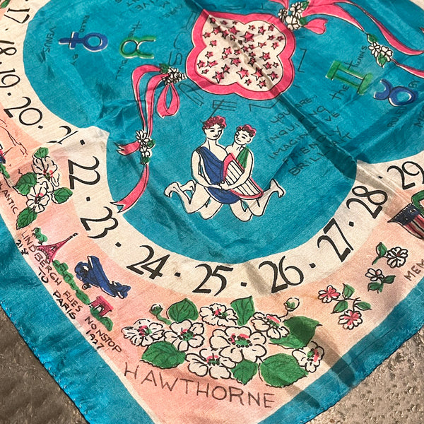 Month of May Silk Scarf - Vintage 1940's