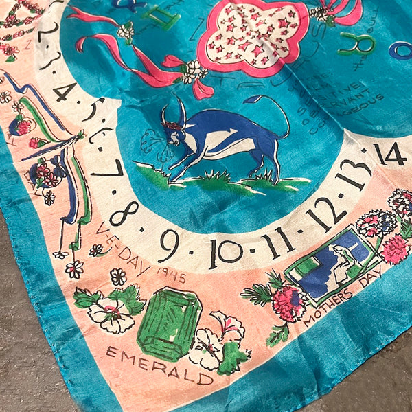 Month of May Silk Scarf - Vintage 1940's