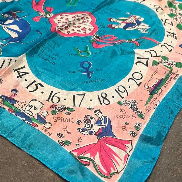 Month of May Silk Scarf - Vintage 1940's