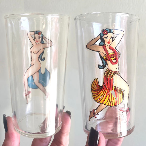 Vintage Nudie Girl Glassware