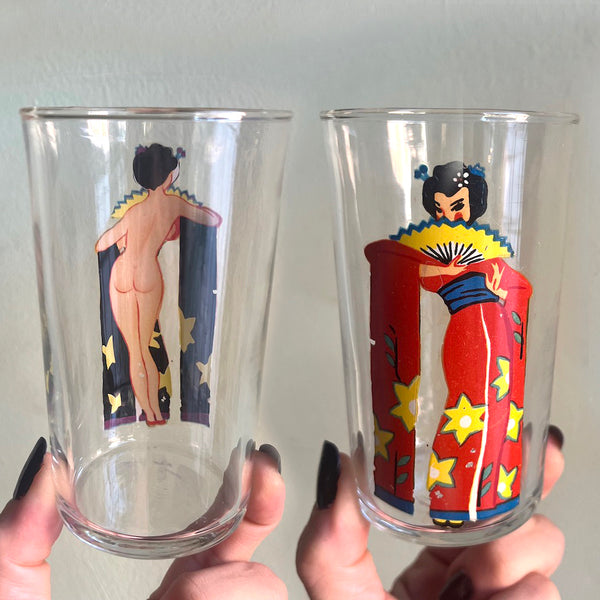 Vintage Nudie Girl Glassware
