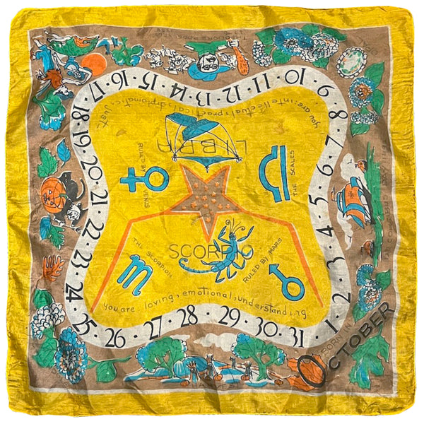 Month of October Silk Scarf - Vintage 1940's