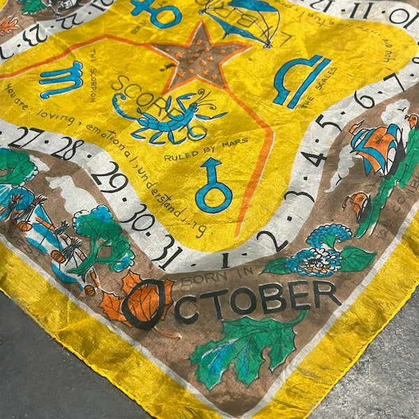 Month of October Silk Scarf - Vintage 1940's