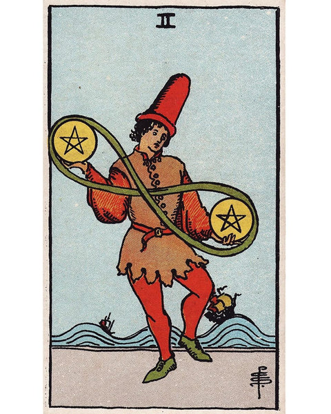 The Two of Pentacles Tarot Card - An Original Sand Painting by Naoshi