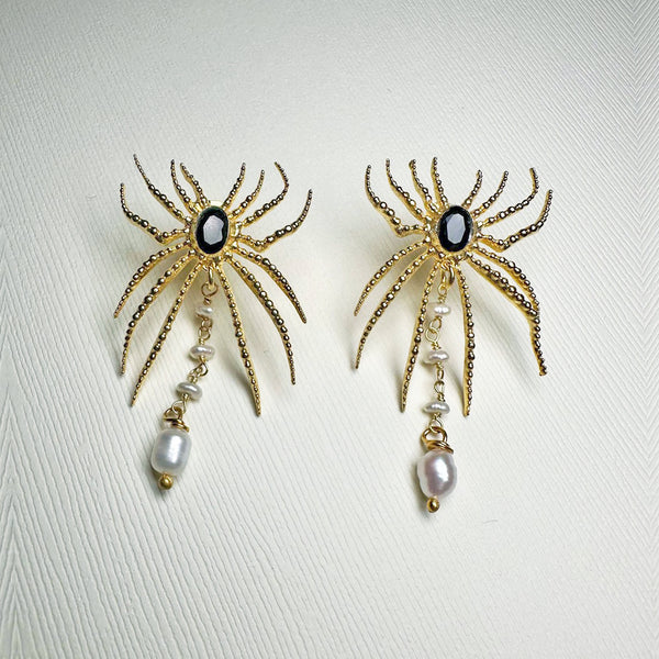 Pearl Drop Spider Earrings