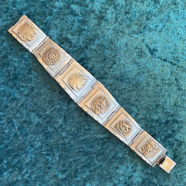 Vintage 1940's Sterling Aztec Bracelet