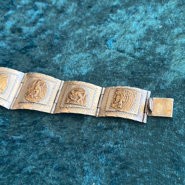 Vintage 1940's Sterling Aztec Bracelet