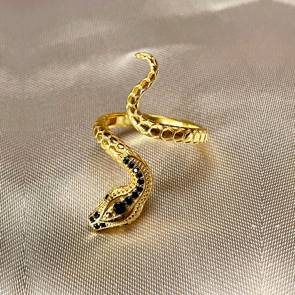 Onyx Snake Ring