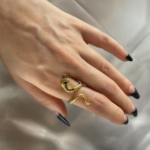 Onyx Snake Ring