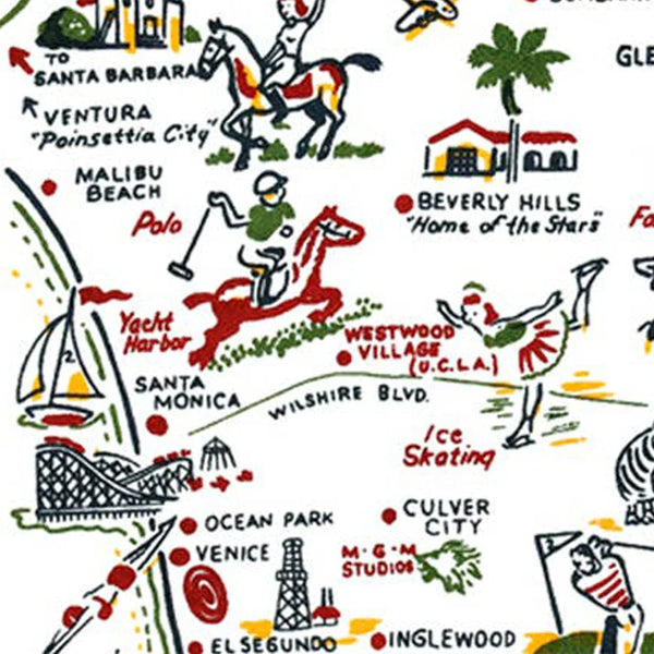 Los Angeles Map Dish Towel