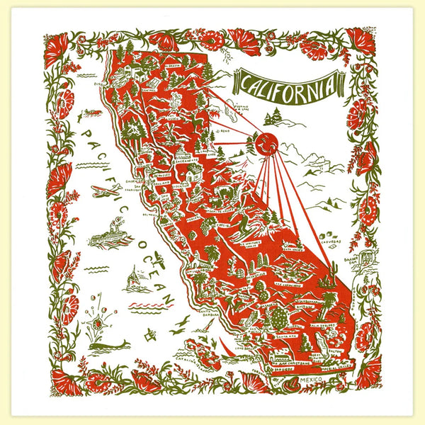 California Map Dish Towel