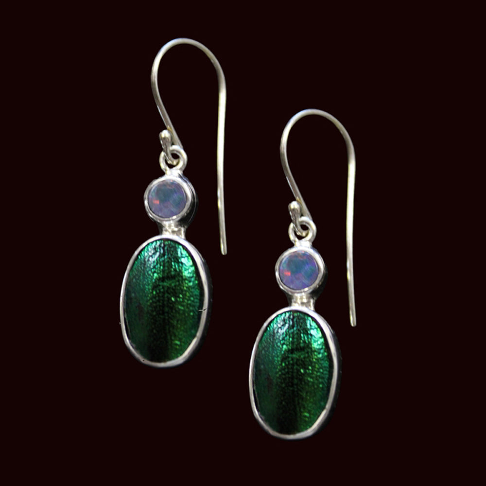 Opal Jewel Beetle Earrings