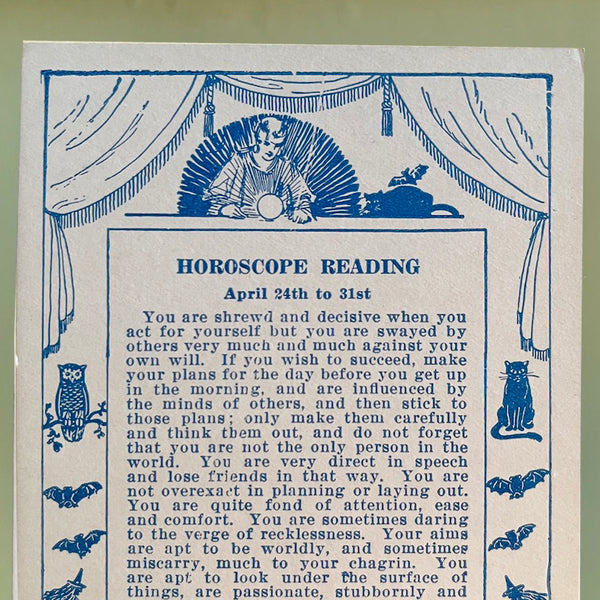 Vintage 1925 Weekly Horoscope Cards