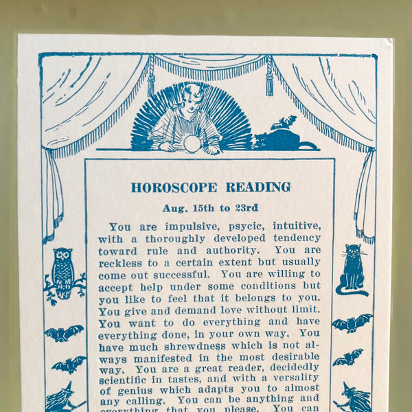 Vintage 1925 Weekly Horoscope Cards