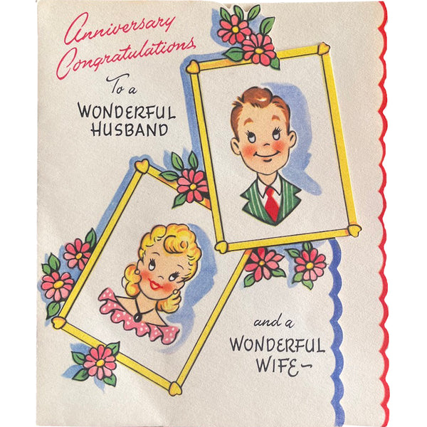 Anniversary Congratulations Card - Vintage 1950's