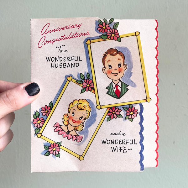 Anniversary Congratulations Card - Vintage 1950's