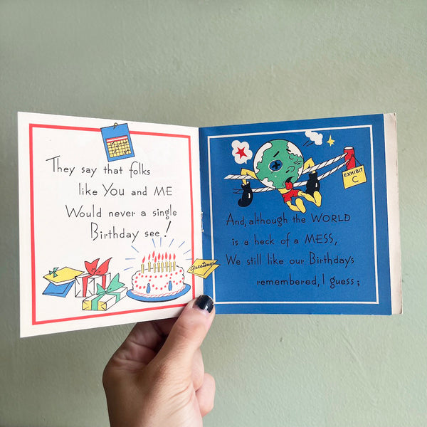Adam & Eve Birthday Card - Vintage 1950's