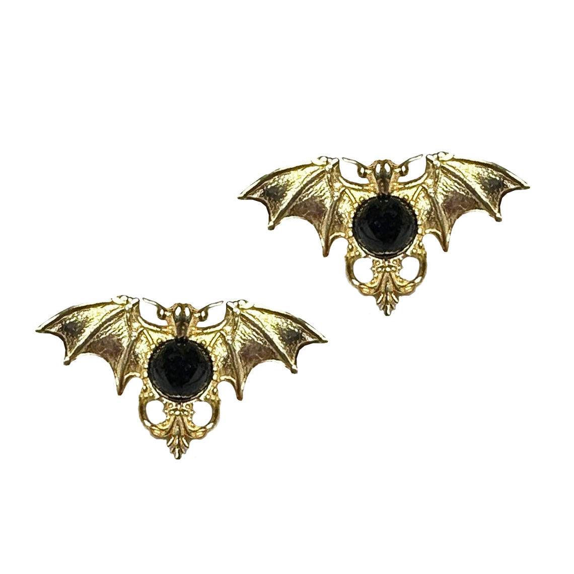 Golden Onyx Bat Earrings