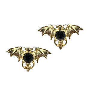 Golden Onyx Bat Earrings