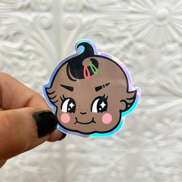 Brown Holographic Kewpie Sticker