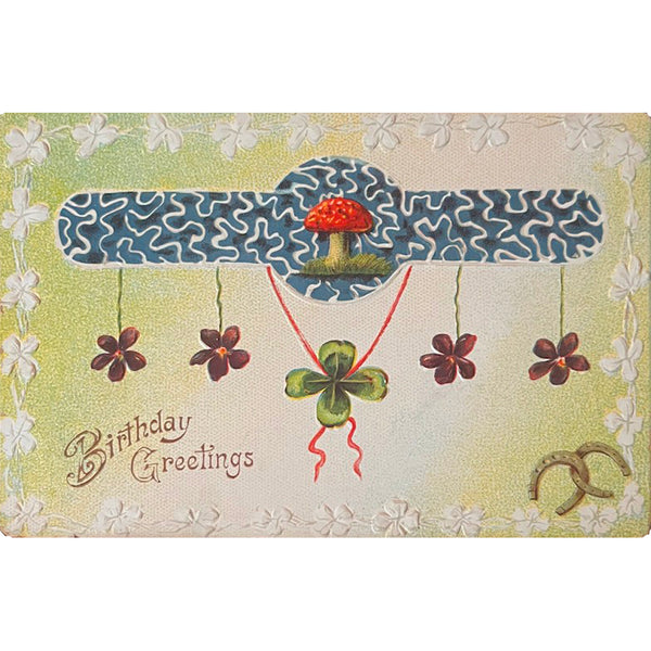 Vintage 1909 Birthday Luck Postcard