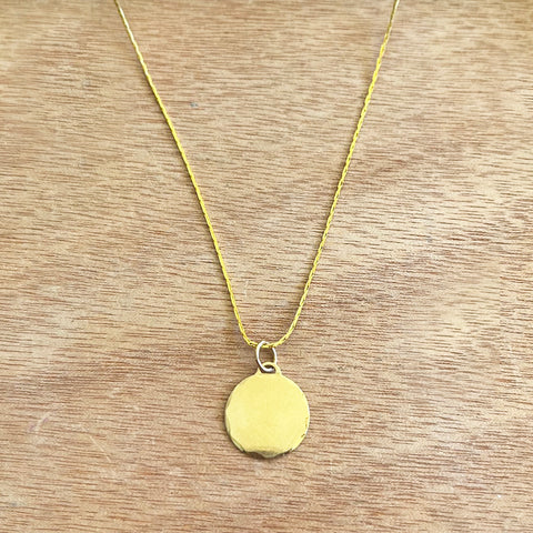 Vintage 70's Gold Beveled Medallion Necklace