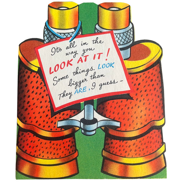 Looking Binoculars Birthday Card - Vintage 1950's