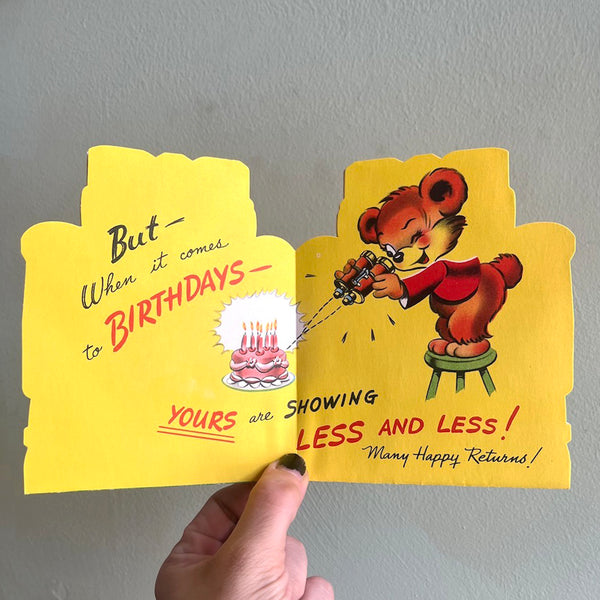 Looking Binoculars Birthday Card - Vintage 1950's