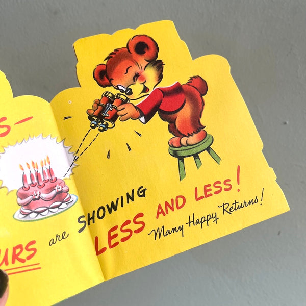 Looking Binoculars Birthday Card - Vintage 1950's