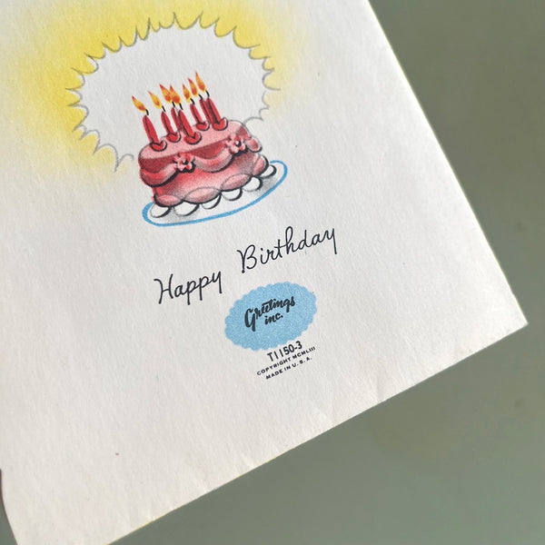 Looking Binoculars Birthday Card - Vintage 1950's