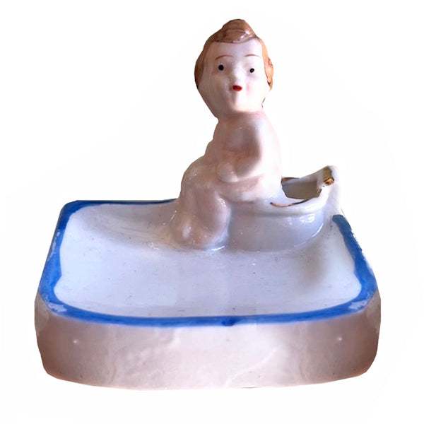 Toilet Baby Blue Ashtray - Vintage 1940's