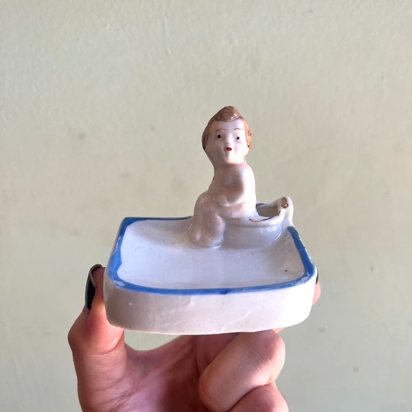 Toilet Baby Blue Ashtray - Vintage 1940's