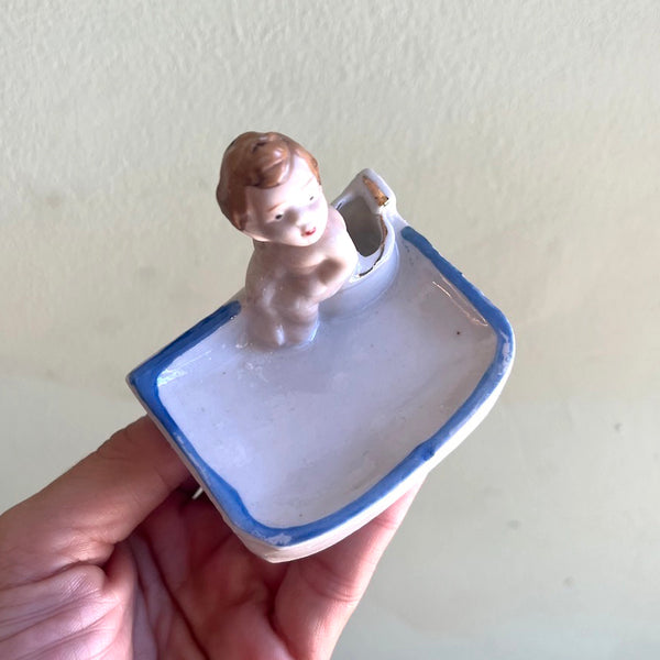 Toilet Baby Blue Ashtray - Vintage 1940's