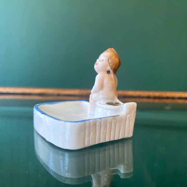 Toilet Baby Blue Ashtray - Vintage 1940's
