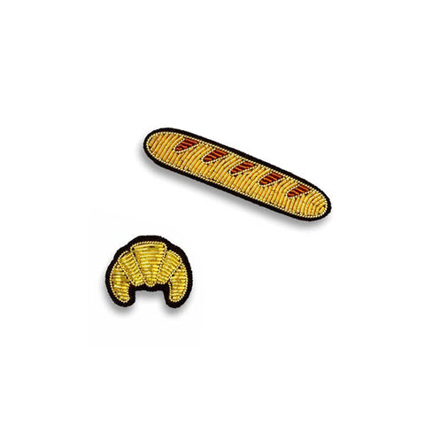Embroidered Baguette & Croissant Brooch
